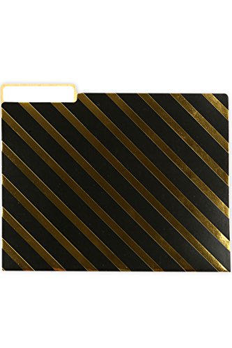 Renewing Minds Glimmer of Gold File Folders, Letter Size, 1/3 Cut Tab, Assorted Designs in Black/Gold/White, Pack of 12 - Thumbnail 3