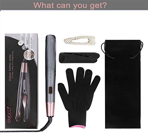 Hair Straightener Curling Iron 2 In 1 Professional Flat Ceramic Straightening Curler Wand with LED Display 1 Inch Twist Plate Tourmaline Dual Voltage Travel Hair Styling Tools(Grey)