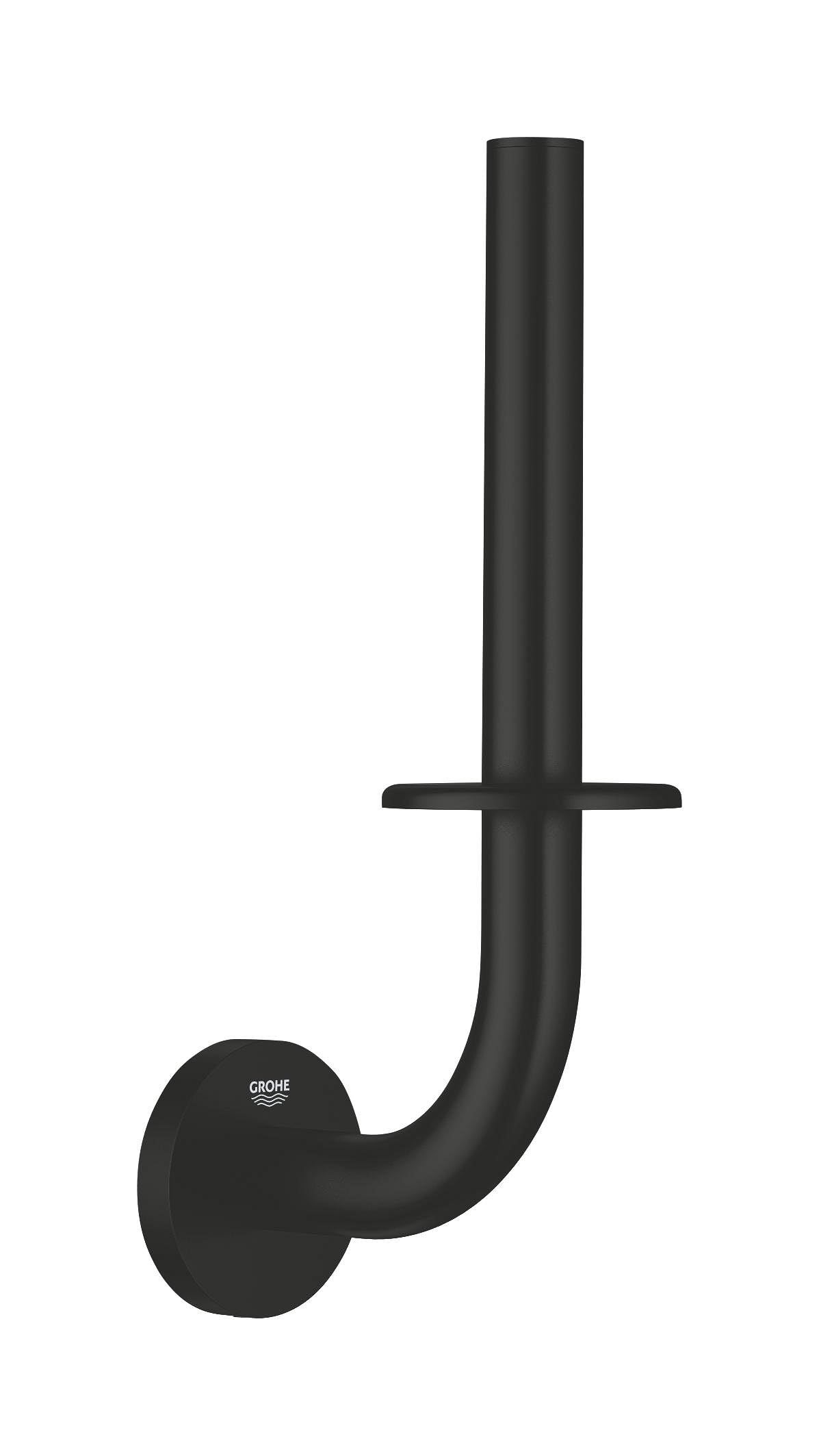 GROHE Start QuickFix Spare Toilet Roll Holder (Metal, Wall Mounted Concealed Fastening, Including Screws and Dowels, Extra Easy to Fit QuickGlue), Size 232 mm, Matt Black, 411862430