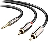 3.5 mm to 2RCA Cable, J&D RCA Cable Gold-Plated [Copper&nbsp;Shell]&nbsp;[Heavy&nbsp;Duty] 3.5mm Male to 2 RCA Male Stereo Audio Adapter Cable - 6 Feet