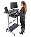 Stand Up Desk Store Rolling Adjustable Height Two Tier Standing Desk Computer Workstation (Silver Frame/Black Top, 40