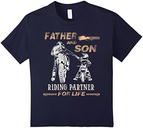 Kids Father And Son Riding Partners For Life T Shirt  8 Navy