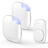 ZOEVIEW Wireless Doorbell Waterproof Door Chime Kit, 1000 Feet Operating Range with 1 Push Button and 2 Plug-in Receivers, 38 Chimes, Battery Operated, 3 Level Volume and Led Indicator
