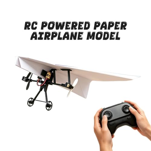 Kit de avión de papel RC para armar | Avión eléctrico de control remoto con estabilizador giroscópico y hélices dobles, diseño de alto rendimiento, sistemas de recreación para aventuras al aire libre