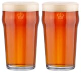 KegWorks Authentic British Style Imperial Pint Glass with Etched Seal 20 Ounce Capacity, 2 Pack