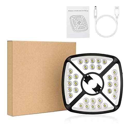 【32 LED】Patio Umbrella Lights, Rechargeable LED Umbrella Lights Cordless Super Bright Umbrella Pole Light for Patio Umbrellas, Camping Tents and Other Outdoor Use, 2 Level Dimming Switch - Thumbnail 7