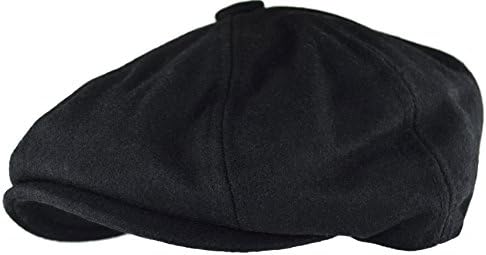 Men's Wool Blend Applejack Newsboy Herringbone, Houndstooth Cap (One Size, Black)