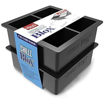 Chillz Silicone Ice Cube Trays - Large Ice Cube Tray Set for Whiskey with Giant Ice Cubes Molds - Flexible Rubber Plastic Stackable Herb Freezer Tray Storage (2 Pk)