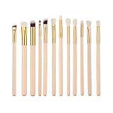 AMarkUp Eye Shadow Makeup Brushes Set 12 Piece Synthetic Hair Eyebrow Cosmetic Kits Tools (Pink-golden)