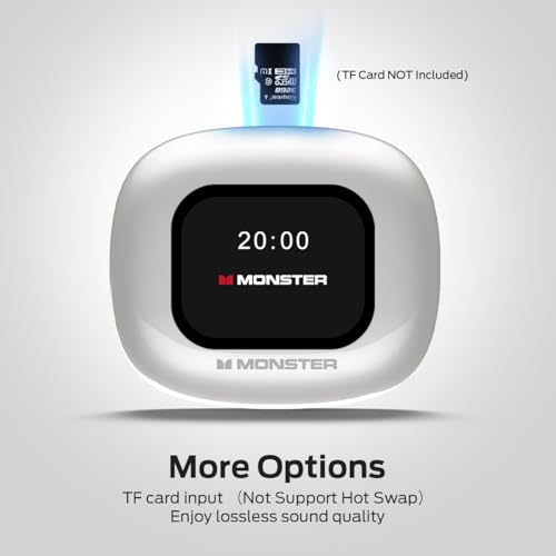Monster Open Touch Pro 100, Open Ear Headphones Touch Screen Earbuds, Bluetooth Earbuds with ENC Clear Talk, Wireless Ear Buds Support TF Card, EQ Modes, Comfort Fit, IPX5, 30H Playback, White