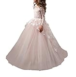 Carat Lovely First Communion Dress Long Sleeves Pink Prom Gown
