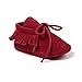 R&V Unisex Infant Baby Boys' Girls' Moccasins Soft Sole Tassels Prewalker Anti-Slip Toddler Shoes (M:6~12 Months, Bandage Red)
