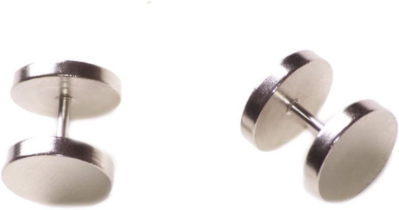 Minimal & Modern Styled Magnet round Chrome Stud Earings & Screw on Clutch.(Zx82) T