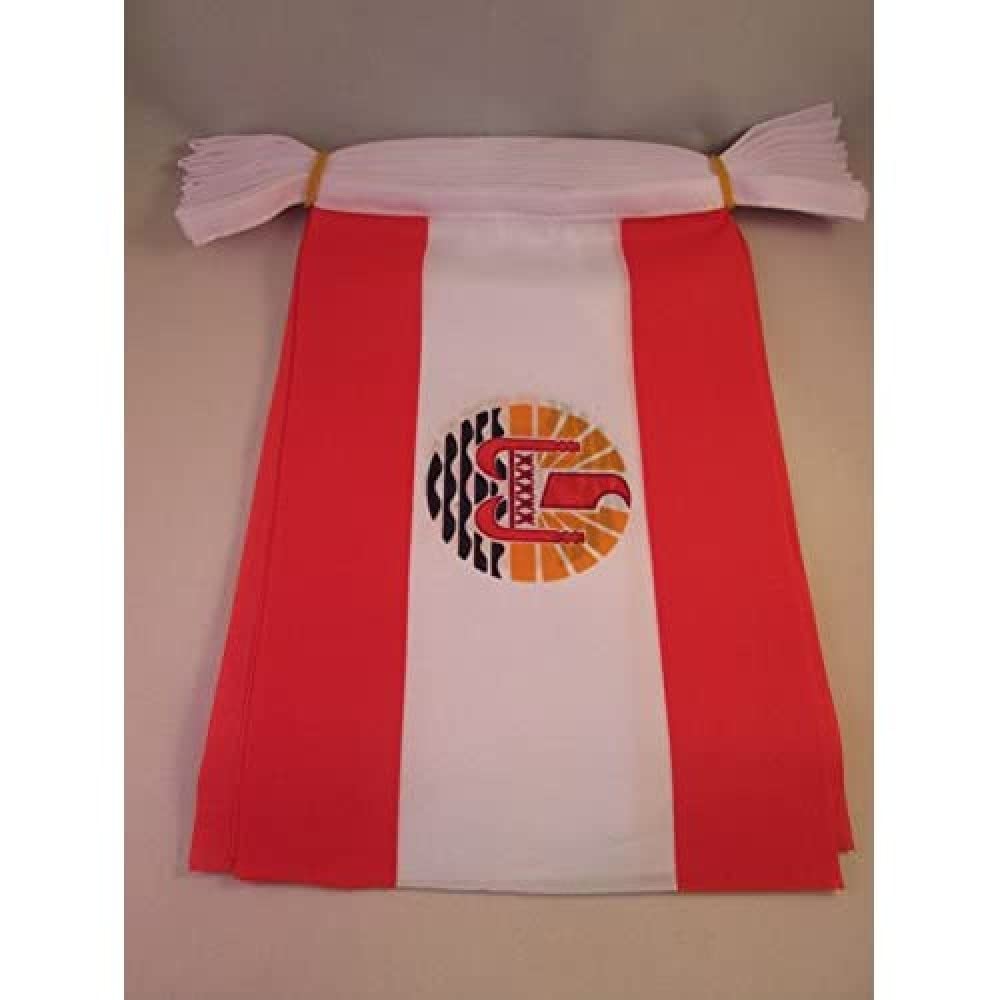 AZ FLAG - French Polynesia Bunting Flag - 40 Ft Garland with 20 French Polynesian Flags 18'' x 12'' - 100% Polyester String Pennant - 12 meters