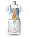 Ambesonne Golden Retriever Apron, Dog Washing in Bathtub Cartoon Foam and Soap Hygiene, Unisex Kitchen Bib Apron with Adjustable Neck for Cooking Baking Gardening, Pale Blue Pale Orange Coral