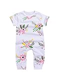 Angekids Baby Girl Pink Flower Print Shortsleeve Spring One Piece Romper