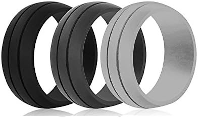 Silicone Rings Men，Silicone Ring Wedding - Fitness, Weight Lifting/Training,Kettlebell and Exercise Bands Workout - 3 Pack - 8.5mm Wide