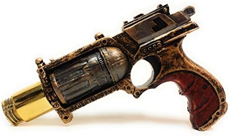Halloween Cosplay Steampunk Revolver Pistol Cane, Black Gold, 38"