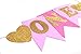 May&June Pink And Gold Glitter First Birthday One Banner, High Chair Decoration