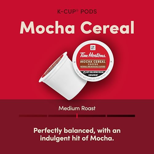 TIM HORTONS MOCHA CEREAL FLAVORED COFFEE, SINGLE-SERVE K-CUP PODS COMPATIBLE WITH KEURIG BREWERS, 12CT K-CUPS