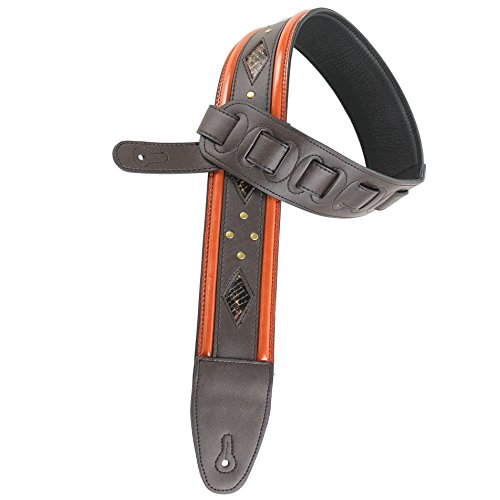 Walker & Williams GTR-10 Dark Brown with Python Diamond Inserts & Brass Rivets - Thumbnail 2
