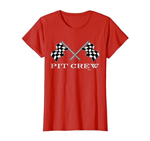 Womens Checkered Flag Pit Crew Race Car T Shirt XL Red