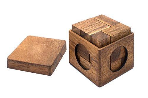 Cube Puzzle: Wooden Puzzle for Adults a Handmade 3D Brain Teaser Soma Cube from SiamMandalay
