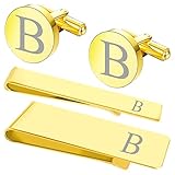 BodyJ4You Initial Cufflinks, Tie Bar, Money Clip