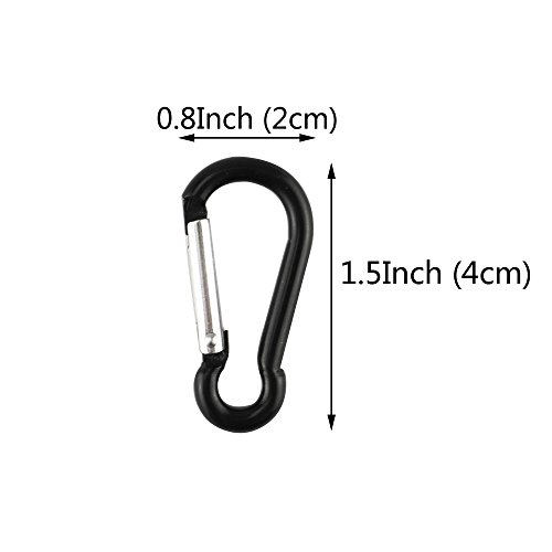 Swatom Aluminum Alloy Carabiner Clip 1.5 Inches Spring Snap Hook Keyring Carabiners for Camping Traveling Hiking Keychains Outdoor Accessories Black (10 Pcs)