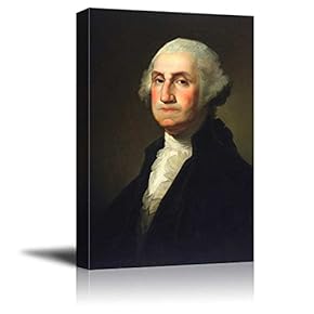Portrait of George Washington by Gilbert Stuart (1st President of The United States) - American Presidents Series - Canvas Wall Art Gallery Wrap Ready to Hang - 12x18 inches