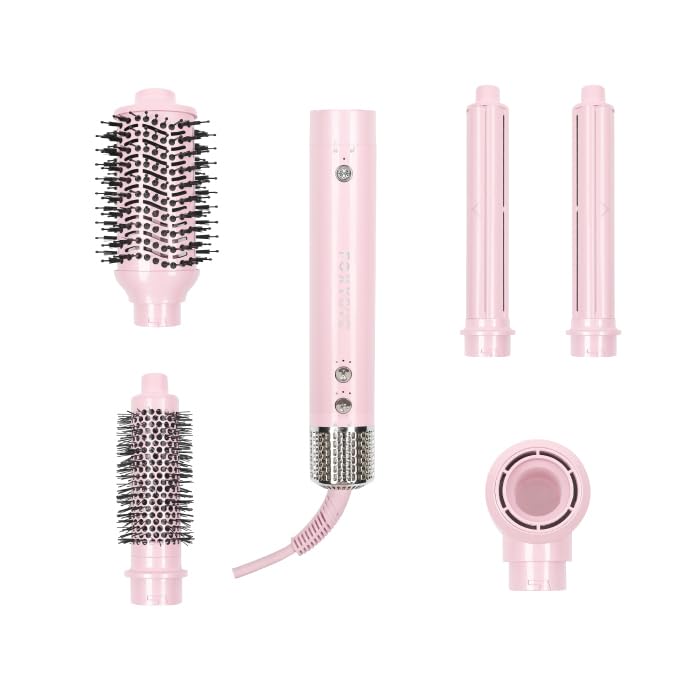Photo 1 of ***(PARTS ONLY/ MISSING PARTS/ NON FUNCTIONAL)***FoxyBae Super Styler Pro Interchangeable Hair Styler Wand Curling Iron Set - w/Drying Cylinder, Ceramic Blowout & Round Brushes, 2 Auto-Wrap Curlers - Frizz-Free, Smooth Hair (Blush)