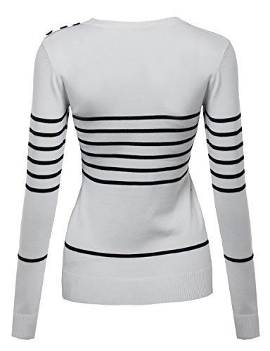 Awesome21 Women's Long Sleeve Rib-Knit Sweater - Slim Fit Viscose Nylon Casual Top - View #4