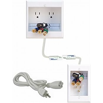 PowerBridge TWO-CK Dual Outlet Recessed In-Wall Cable Management System with PowerConnect for Wall-Mounted Flat Screen LED, LCD, and Plasma TV's