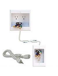 PowerBridge TWO CK H2 Paquete de sistema de distribución de cables empotrados en la pared con doble salida y dos cables HDMI de alta velocidad, de 10 pies de largo (último modelo). Dual Power Blanco