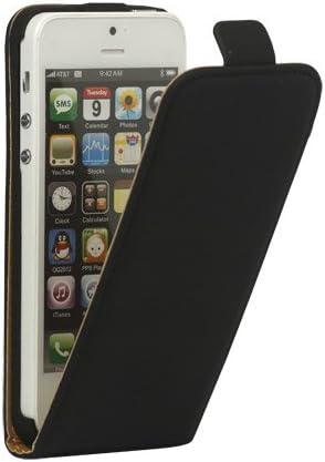 XAiOX Apple iPhone 5 5S Genuine Leather Vertical Magnetic Leather Case Cover (Black)