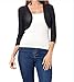 Tandisk Women's 3/4 Sleeve Bolero Sheer Chiffon Shrug Cardigan Black XL