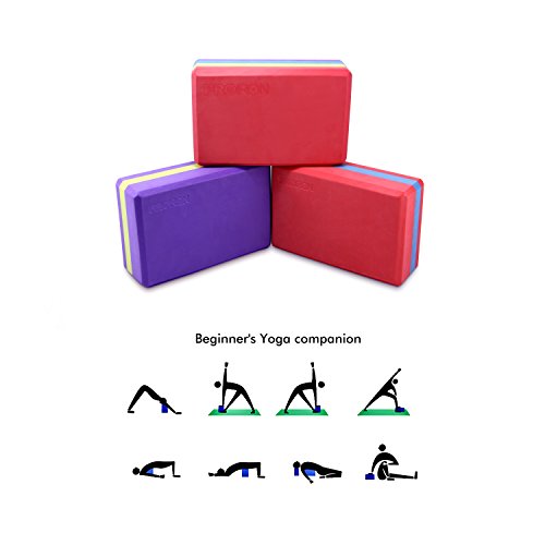 PROIRON Yoga Blocks,Exercise Blocks,High Density EVA Foam Blocks- Provides Stability Balance & Support for Pilates,Yoga,Workout and Fitness (Yellow+Purple) - Thumbnail 6