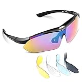 Lonew Polarized Sports Sunglasses with 5 Interchangeable Lenses for Men Women Baseball Cycling Fishing Driving Golf Ultra-light Frame