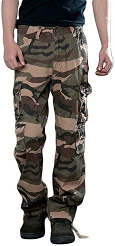 AmorGafas Men's Casual Camouflage Trousers Hunting Camo Pants with 10 Pockets