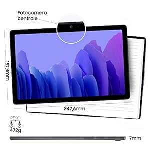 Samsung Galaxy Tab A7 Tablet, Display 10.4" TFT, 32GB Espandibili fino a 1TB, RAM 3GB, Batteria 7.040 mAh, WiFi, Android 10, Fotocamera posteriore 8 MP, Dark Gray [Versione Italiana] - immagine 3