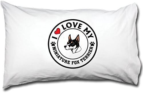 MINIATURE FOX TERRIER DOG I love my Bed Single Pillow Case RENJUNDUN