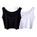 Micmall Women's Tanks & Camis Camisole Short U-Neck Tight-Fitting Thin Crop Vest White/Black