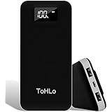 ToHLo 20000mAh Power Bank Lightning and Micro Input LED Digital Display Portable Charger - Black