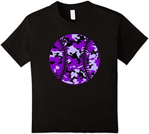 Kids Camouflage Baseball Shirt - Purple Camo Baseball T-Shirt 10 Black