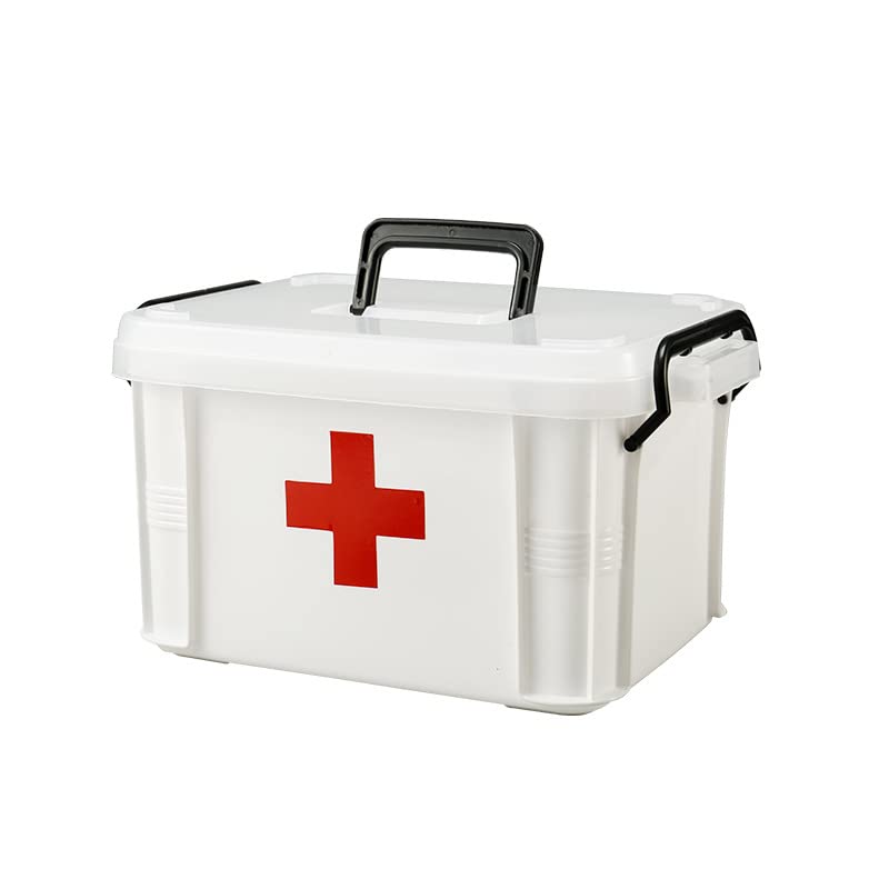 PIQIUQIU Multifunctional Medicine Box for Home Medical Supplies Storage, Two-Tier Plastic, 9.25 x 6.49 x 5.31 inches/23.5 x 17.5 x 13.5 cm