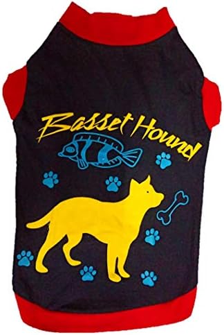 MUNCHOS Soft and Comfortable Cotton Summer T-Shirt for Dogs (Basset Hound Printed) (No.16 Weight - 57gm, Purple)