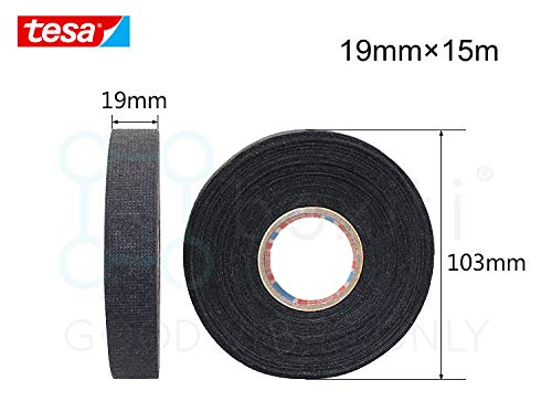 Boxiti 5 pcs Pack of Black Fuzzy Fleece Interior Wire Loom Harness Tape - PET Fleece Tape for Flexibility and Noise Damping (19mm x 15m) - fits to Mercedes Benz Audi VW Tesa 51608 - Thumbnail 6