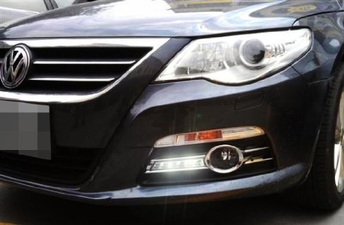 iJDMTOY Xenon White OEM Fit 8W High Power LED Daytime Running Light Kit For 2009-2011 Volkswagen CC