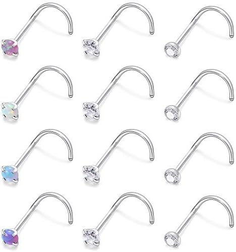 Cisyozi 18G 20G 22G Nose Rings Studs Surgical Steel Nose Stud Set