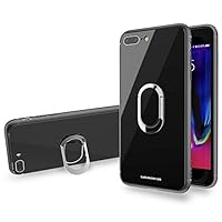 Jiduo Case for iPhone 7 Plus/iPhone 8 Plus Glass Back Cover Case for iPhone 7P/8P with Ring/Kickstand 5.5-inch